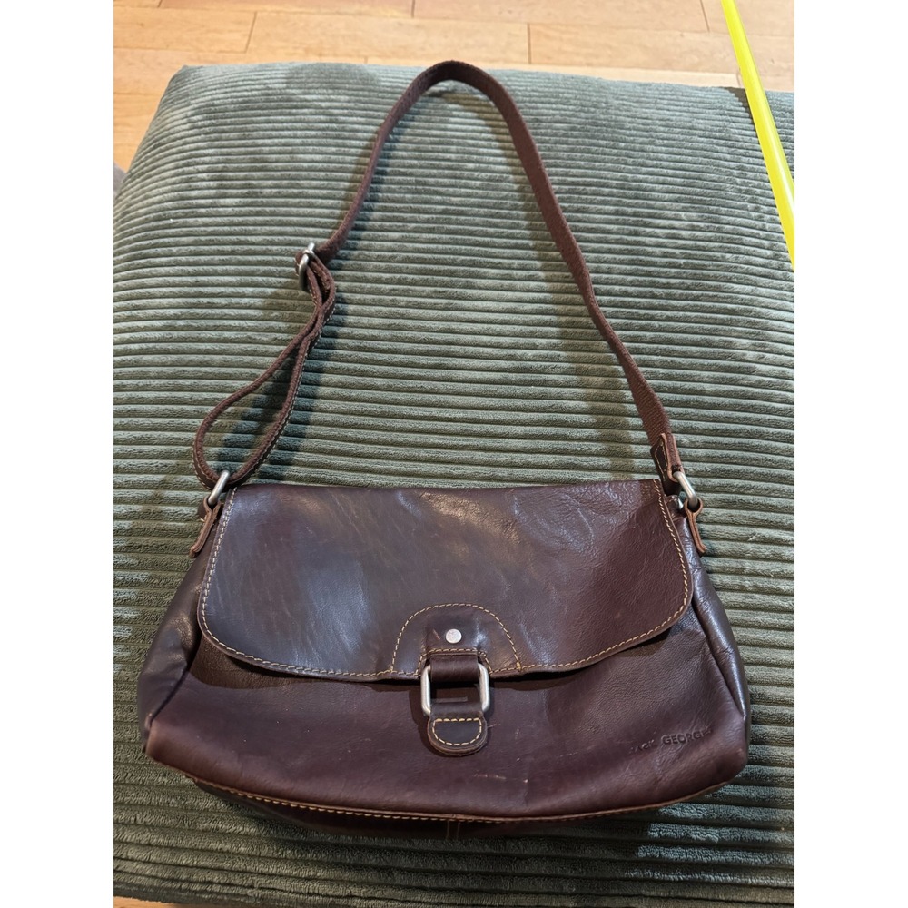 Jack Georges Voyager Leather Shoulder Bag Brown American Purse‎ Handbag (3791)